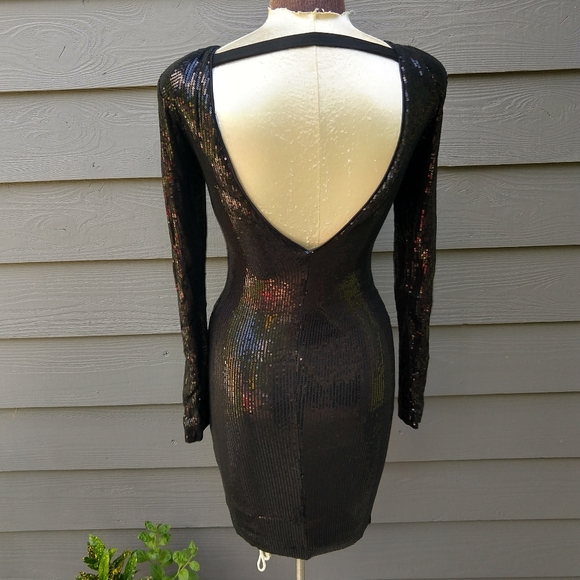 LADY DUTCH HIGH SOCIETY black sequin dress S XS - Picture 8 of 12